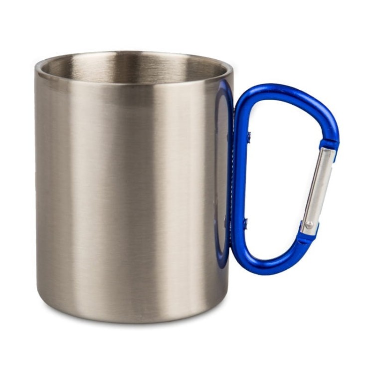 Kubek metalowy ucho karabińczyk niebieski.jpg